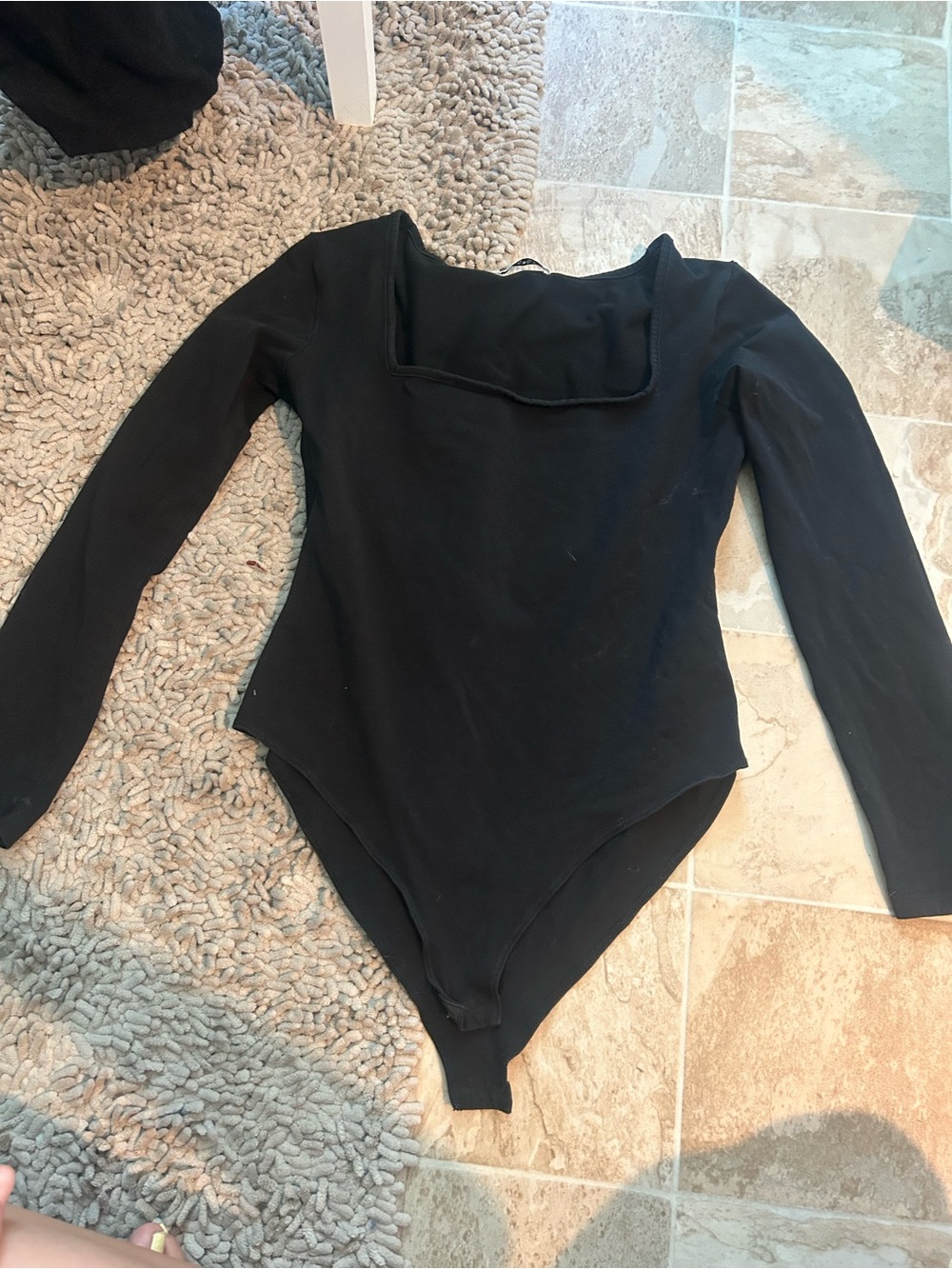 Black Long-Sleeve One-Piece Bodysuit